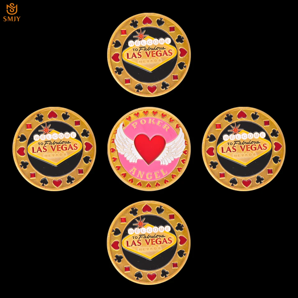 5 шт./лот Добро пожаловать в Las Vegas Pink Lucky Love Angel Poker Card Guard позолоченная памятная