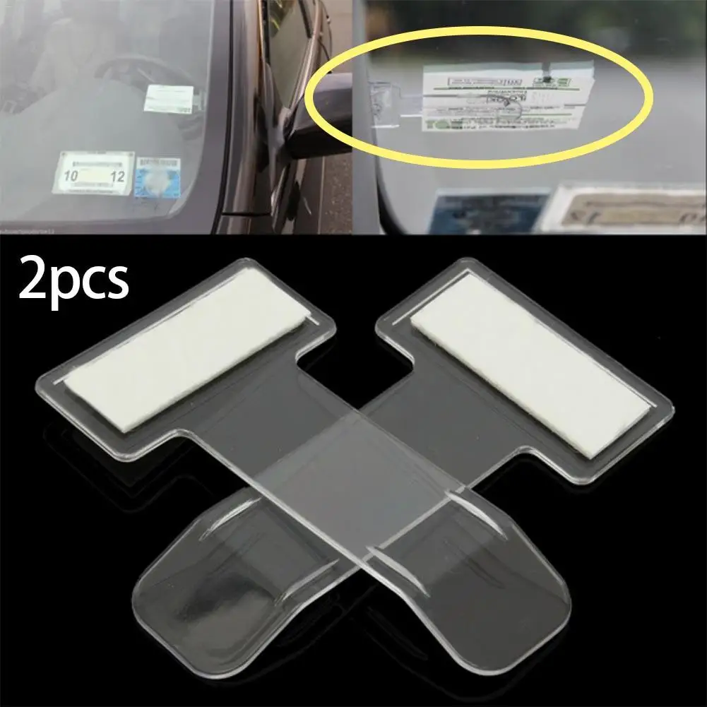 

2pcs Auto Car Ticket Folder Mini T-shape Transparent Environmentally Ticket Folder Car Holder Mount Car Decoration Accessories