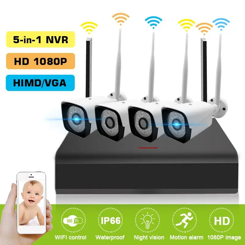 

4Pcs Video Camera Hd Monitor Kit 4ch HD 1080p 3.6mm Ip Camera Surveillance Camera Security Cameras & Surveillance Video Security