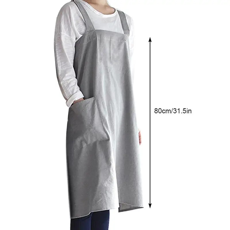 Cooking Apron Working Painting Aprons Cotton Linen Overall Japanese Style Kitchen Flower Shop Apron for Men Women Kids