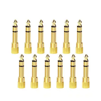 

12-PACK 6.35mm (1/4 inch) Male to 3.5mm(1/8 inch) Female Stereo Jack Adapter,Gold Plated 3-Conductor TRS AUX Plug