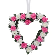 Искусственные цветы в форме сердца для свадебного украшения Шелковые гирлянда с розами на открытом воздухе свадебные декоративные цветы венки