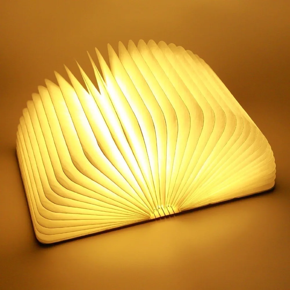 

Wooden Folding Book Led Nightlight Led Makeup Mirror