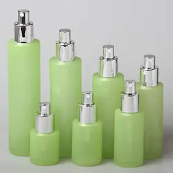 Матовые зеленые стеклянные кристаллы флакон духов 20 мл, пустой лосьон бутылки насоса 20 мл и дизайнер флаконы для духов