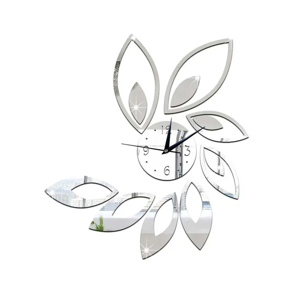 

Home Living Art Decor Battery 3mm Wall Clock Modern Room Flower less Pointer Acrylic Creative Shape Indoor