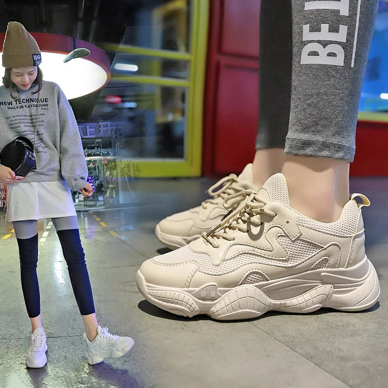 

2019 Spring New Pattern Joker Dad Shoe Woman Korean Ulzzang Original Old Sneakers Woman Ins Student Small White Shoes