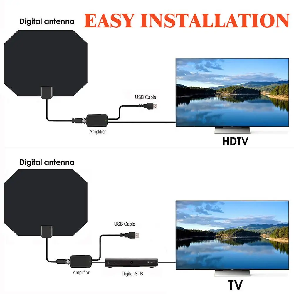 For ATSC ISDB DVB-T HD Digital TV Antenna Long 80 Miles Range Support 4K 1080P HDTV Amplifier Signal Booster Antenna New