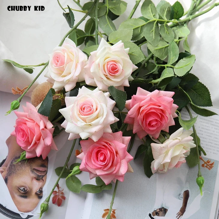 

10 шт! Искусственные цветы розы из фетра, с увлажняющим эффектом