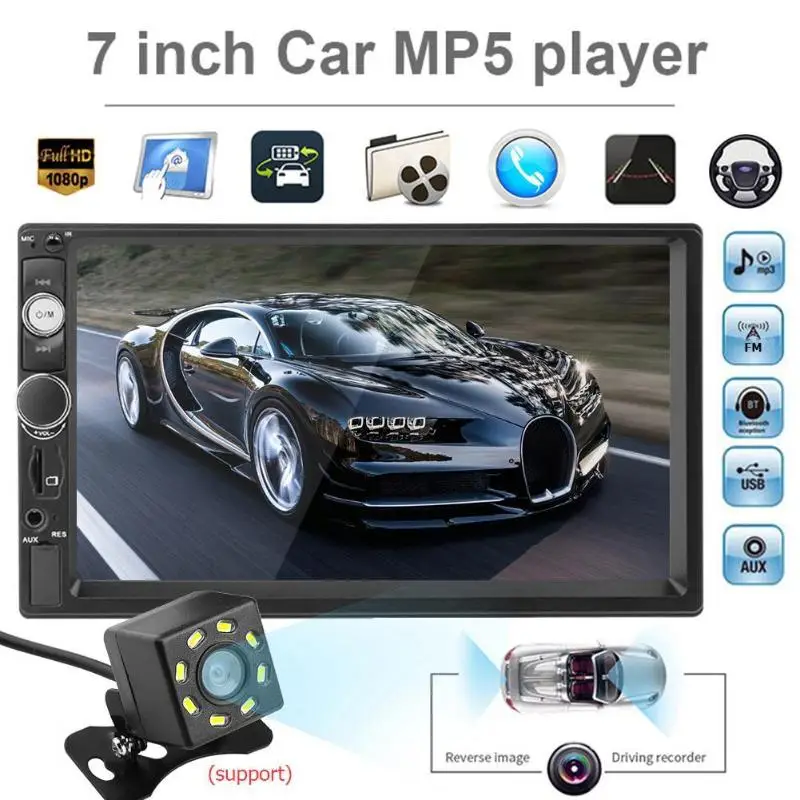 

7010B 7in Car Stereo MP5 Player Bluetooth FM Radio Steering Wheel Control 800*480 screen resolution mini TF card MP5 player