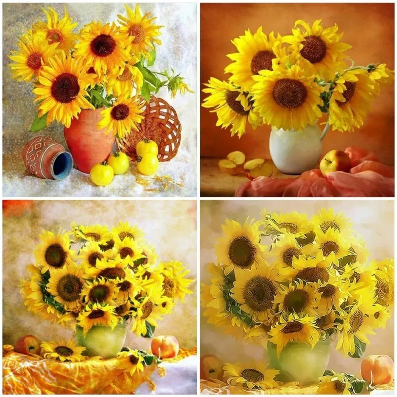 

HUACAN Diamond Embroidery Sunflower 5D DIY Diamond Painting Full Square Rhinestones Flower New Year Gift Home Decor Mosaic