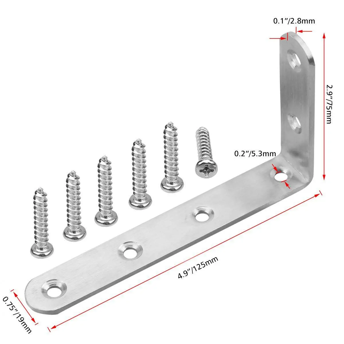 

Hot Sale Corner Bracket Silver Tone 5 inch x 3 inch Stainless Steel Heavy Duty "L" Corner Brace Joint Angle Brackets Shelf