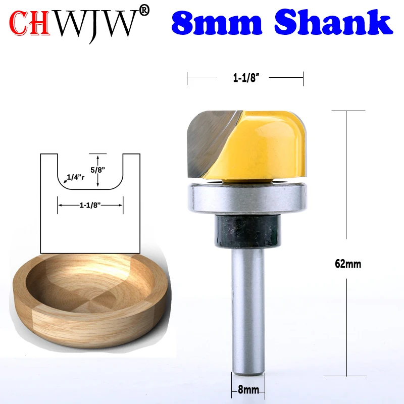 8mm Shank Bowl /& Tray Molding Router Bit 1-1//8/" Dia