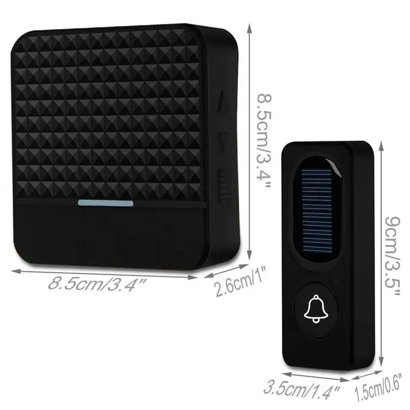 

300M Long Range Solar Power Wireless Waterproof Doorbell Light Control Sensor with Transmitter+ Receiver Door Bell kit(US Plug