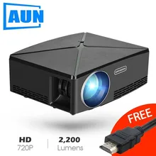 AUN Proyector C80 UP, 1280×720 Resolution, 2200 Lumens With Android WIFI HD Beamer for Home Cinema, Optional C80 MINI Projector