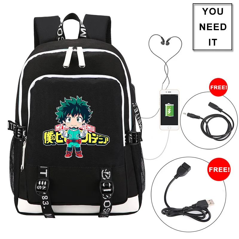 

Anime My Hero Academia Laptop USB Backpack Kids Teens Student School Bags Bookbag Unisex Shoulder Travel Bags Gift