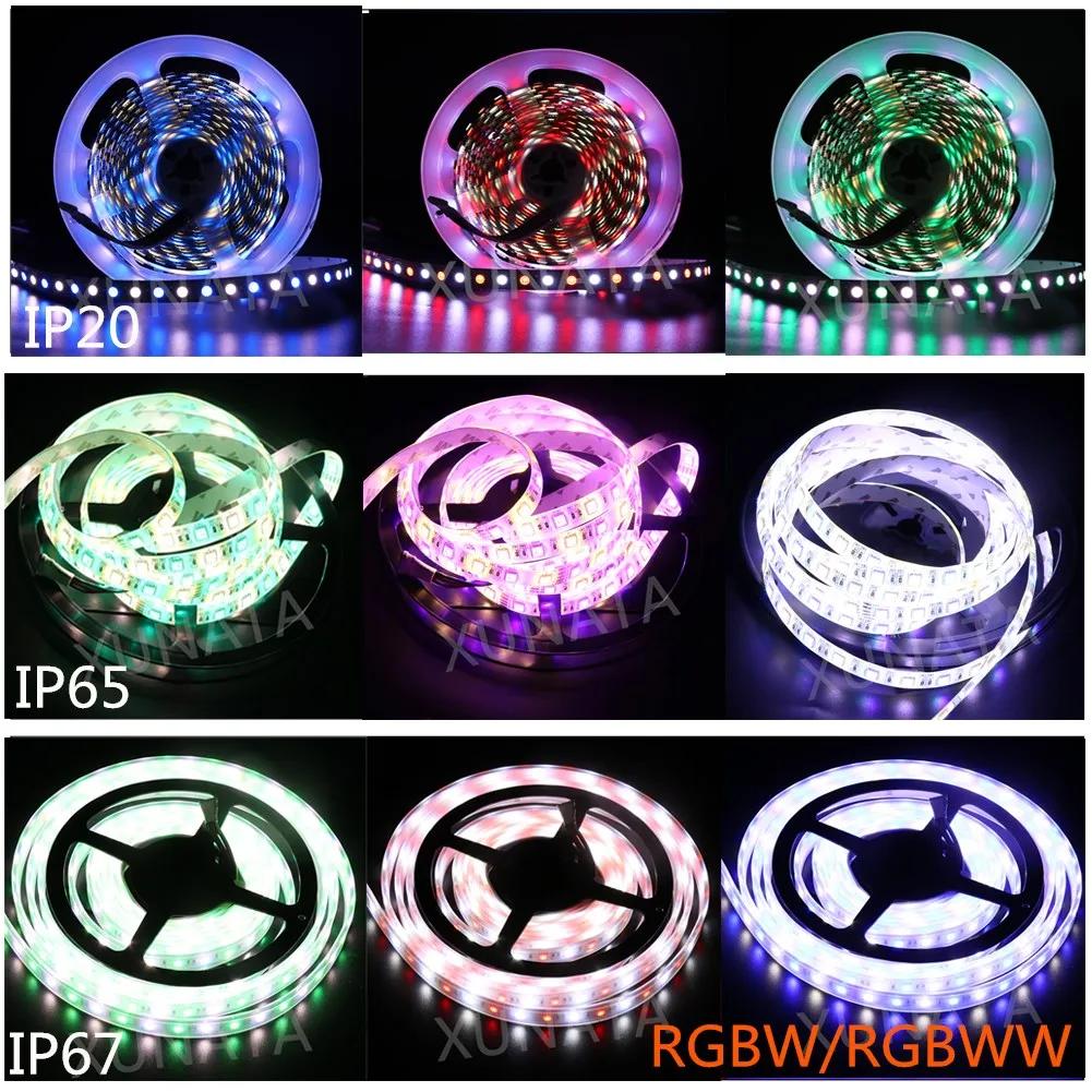 XUNATA 5050 RGB Светодиодная лента 12 В Водонепроницаемый RGBW RGBWW набор светодиодных ламп