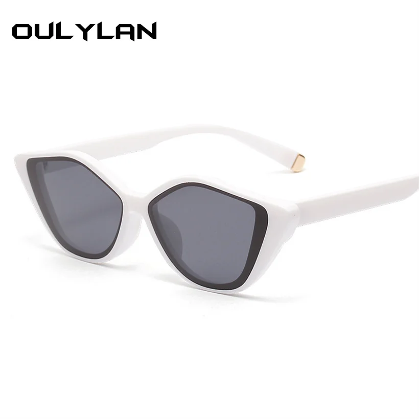 

Oulylan Cat Eye Sunglasses Women Brand Design Small Sun Glasses for Men Black White Eyeglasses Ladies Mirror Goggles UV400