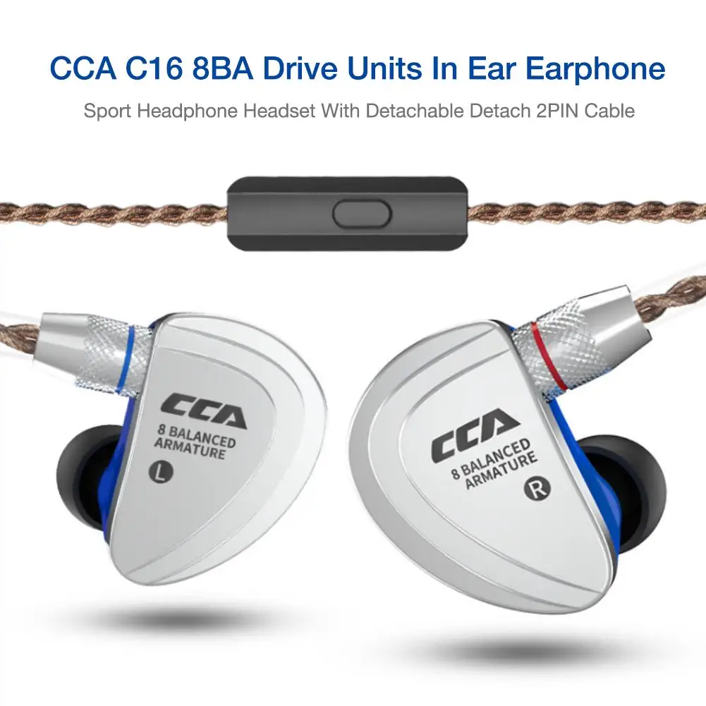 

CCA C16 8BA Drive Units In Ear Earphone 8 Balanced Armature HIFI Monitoring Earphone Headset With Detachable Detach 2PIN Cable