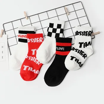 

5 Pairs/lot Kids Boy Girl Cotton Breathable Short Tube Sports Socks Leisure Trendy Children's Socks 3-12 T