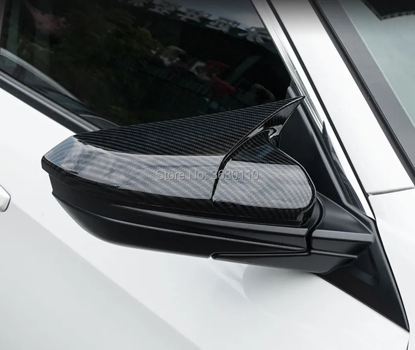 

1Pair Horn Shape ABS Carbon Fiber Style Rear View Side Mirror Cover Rearview Caps Fit For Honda For Civic 2016 2017 2018