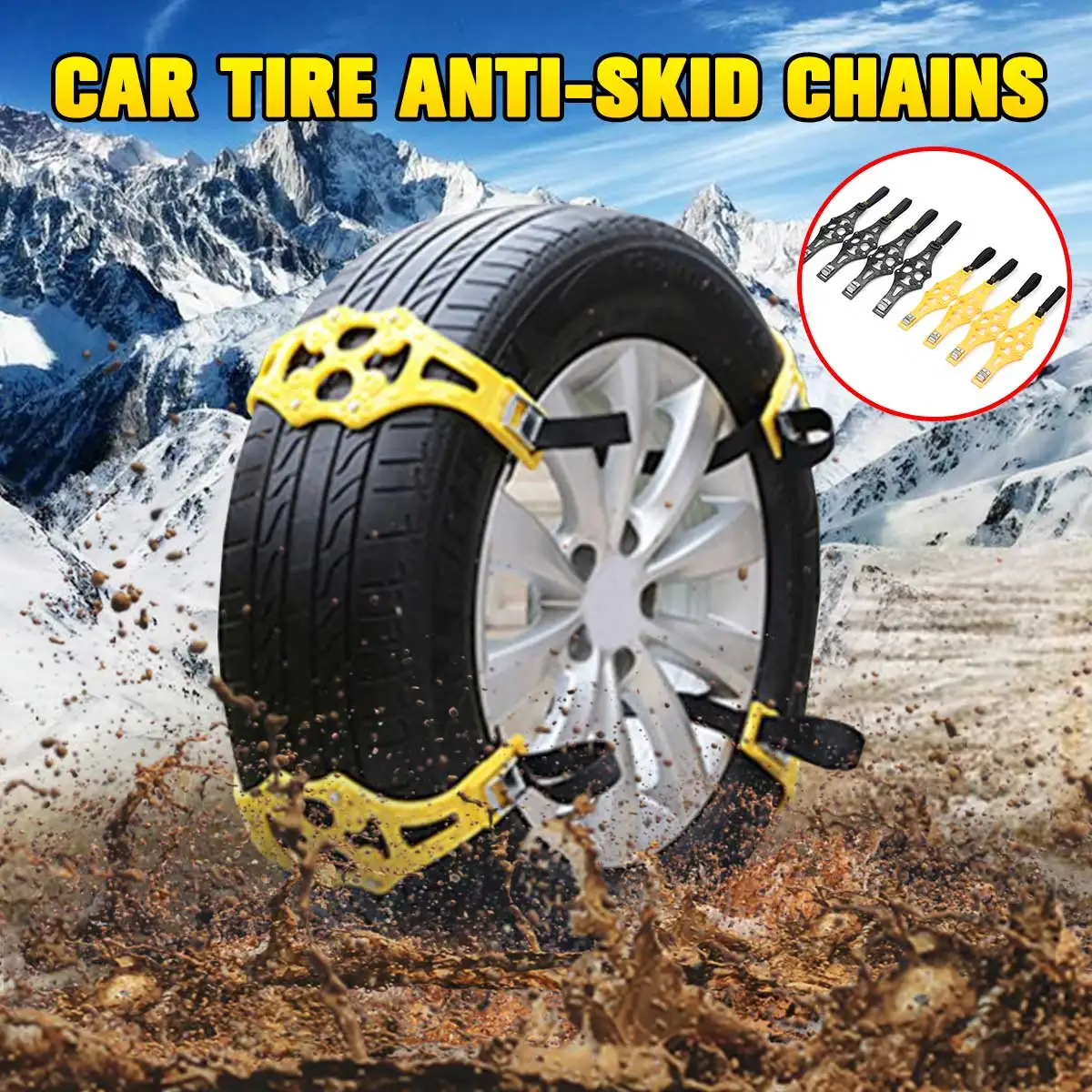 

4/8 pcs Snow Chains Car Tyre Winter Roadway Safety Tire Snow Adjustable Anti-skid Safety Double Snap Skid Wheel TPU Chains