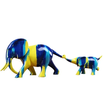 

2 Pieces Of Resin Abstract Animal Ornament Craft Living Room Tv Cabinet Display Color Elephant Home Decoration Accessories