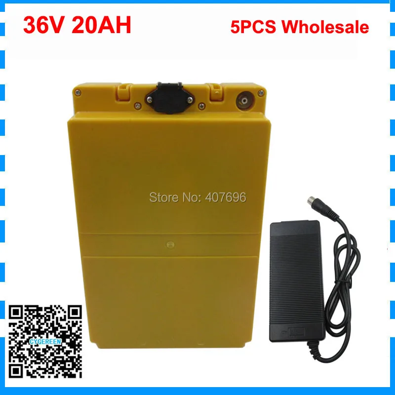 

5PCS Wholesale 36V Lithium battery 36V 20AH Electric Bike battery 36 V 20ah 1000W Scooter Battery with case 42V 2A charger