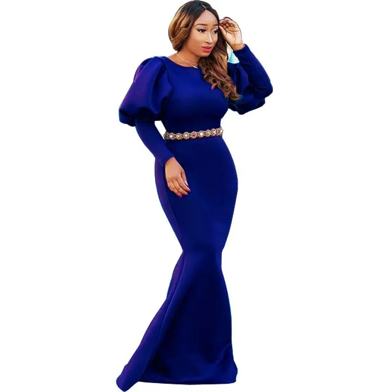 long puff sleeve gown