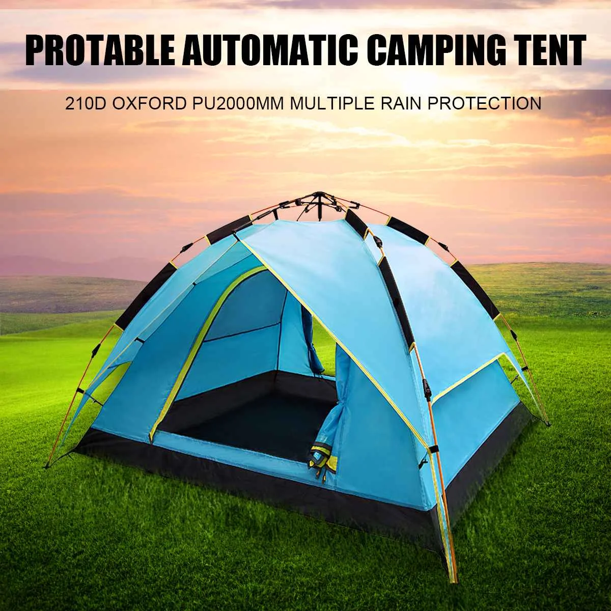 

3 / 4 Person Automatic Tent Beach Tent Two-layer Double Tent Leisure Tent 200 * 200 * 135cm 190T Polyester PU Green / Blue