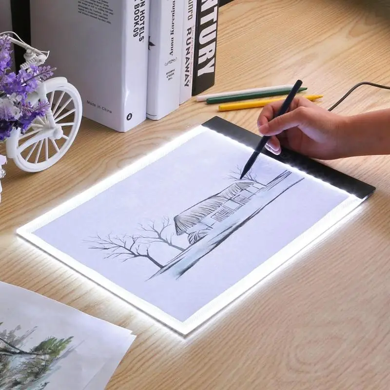 Цифровой графический планшет A4 светодиодный художник Фотофон из тонкой художественной Трафаретный Рисунок световая панель-бокс электронного отслеживания рукописного ввода три уровня