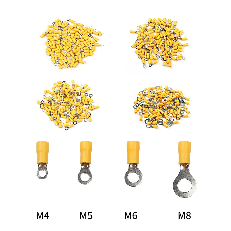 

RV5.5 Yellow Ring Insulated Terminal Cable Wire Connector 100Pcs/Set suit 4.6-6.64mm2 Electrical Crimp Terminal Ki