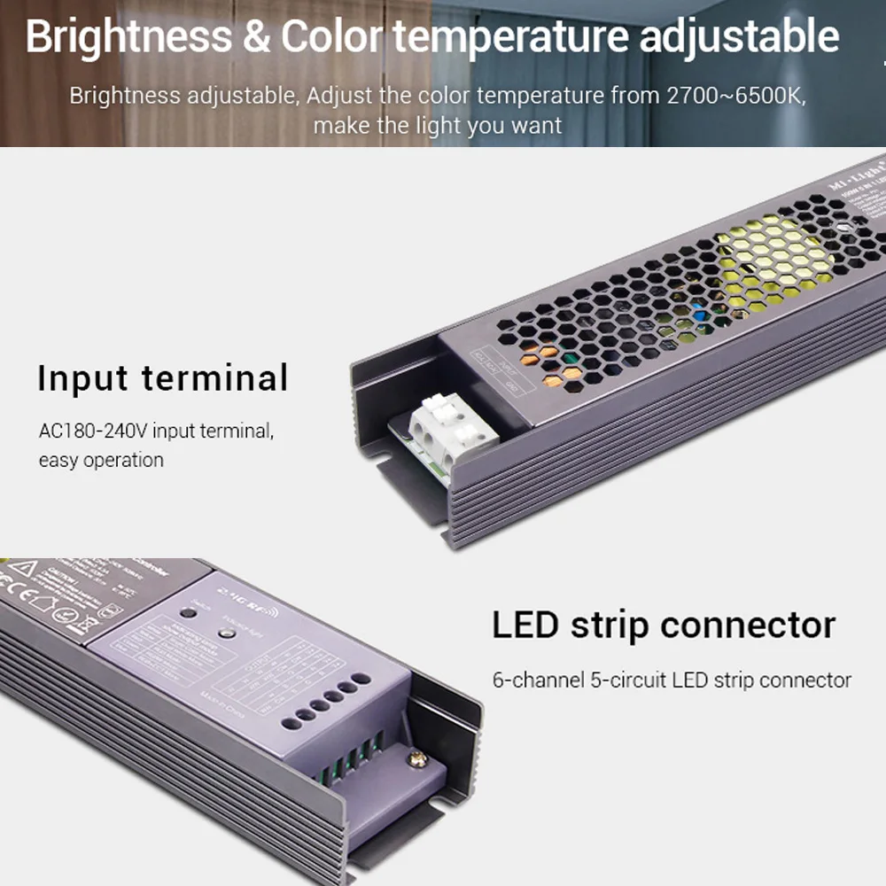 100 Вт 5 в 1 светодиодный контроллер встроенный драйвер для DC24V одного цвета/RGB/RGBW/RGB+ CCT светодиодный фонарь 2,4G RF/APP/alexa Голосовое управление