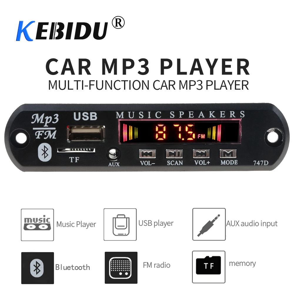 MP3 WMA декодер Kebidu Bluetooth 5 В 12 автомобильный комплект mp3 плеер Плата декодера FM радио