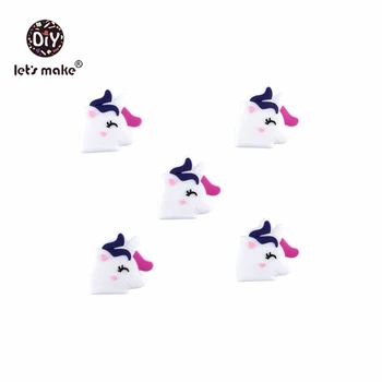 

20pc Cute Unicorn Silicone Animal Teether Beads BPA Free Baby Teething Necklace DIY Newborn Chewable Pacifier Chain Shower Gifts