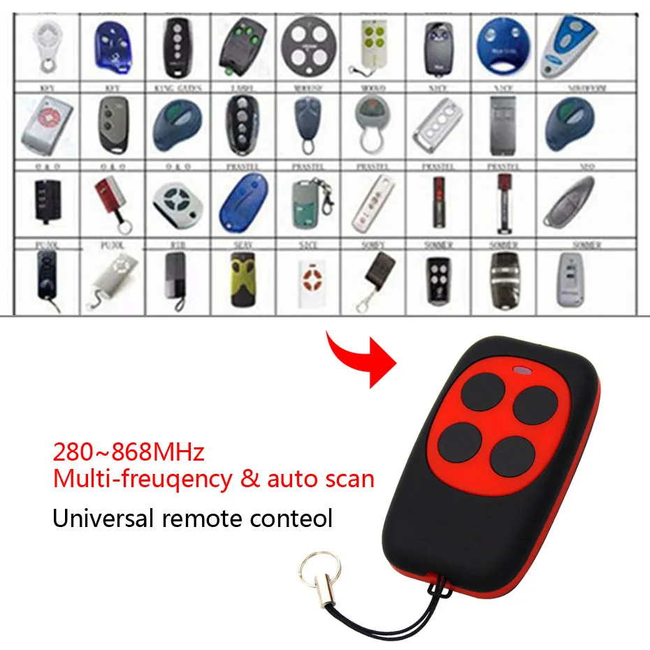 

Dea DITEC MOOVO NICE V2 self learning multi frequency rolling code remote transmitter clone duplicator 280MHz-868MHz