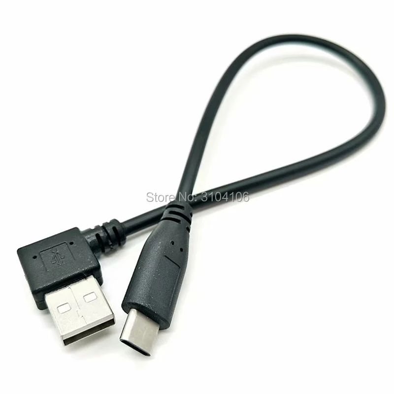 Кабель-переходник type-C-USB3.0 A male type-A male to USB3.1 type-C 90 градусов правый и левый угловой изогнутый короткий кабель 30 см