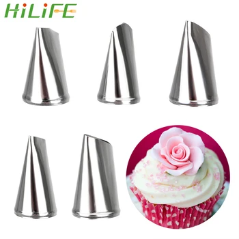 

HILIFE Stainless Steel DIY Cake Cream Decoration Baking Cupcake Pastry Tools 5 Pcs/set Icing Piping Nozzles Rose Petal Nozzles