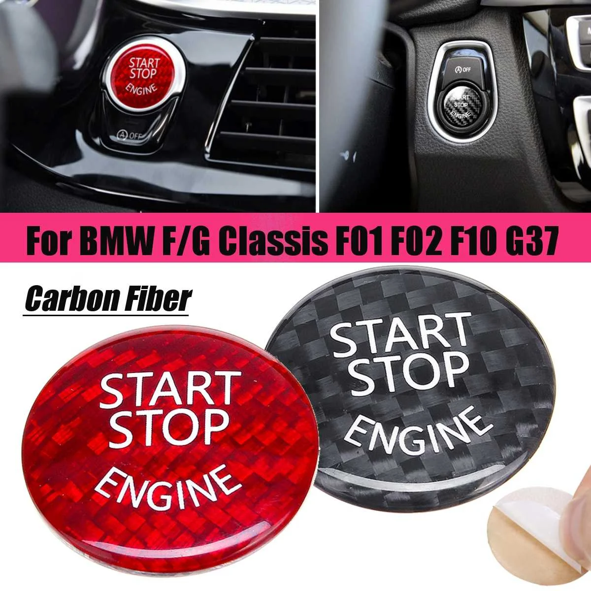 cheap Black Red Car Start Stop Engine Button Switch Carbon Cover For BMW E60 E90 E91 E92 E93 3 Series F G Classis F01 F02 F10 G30 G37