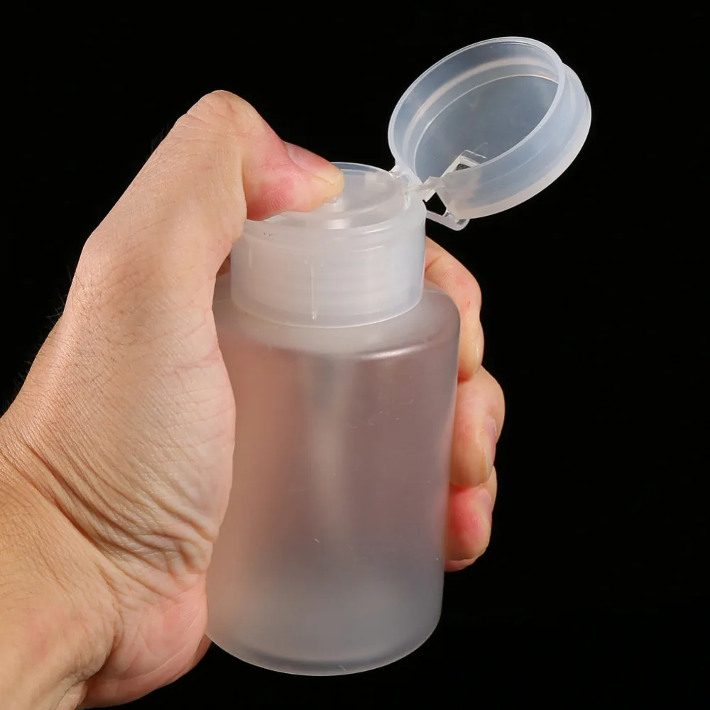 

150ML Empty Clear Pump Press Bottle Dispenser Refillable Plastic Pump Spray Bottle Liquid Alcohol Nails Polish Remover Container