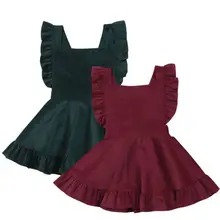 Вельветовые наряды для маленьких девочек, платье-пачка без рукавов для свадебной вечеринки, одежда для малышей 1-5 лет