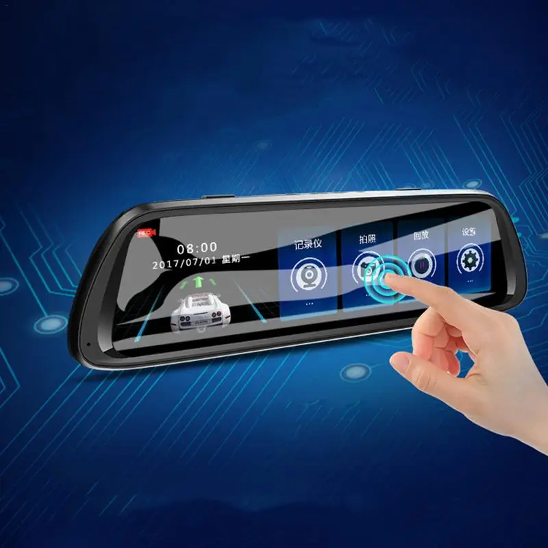 

9.66" Full Screen Display Car Recorder 10 Inch Rearview Mirror 1080P Dual Lens Reversing Image Starlight Night Vision Dash Cam