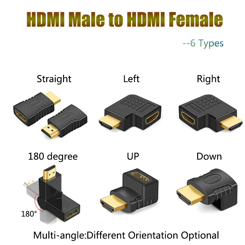 

Multi-angle HDMI Adapter Male to HDMI Female Converter HDMI Aux Jack 4K Connector Extender for 1080P HDTV PC HDMI Selector Cable
