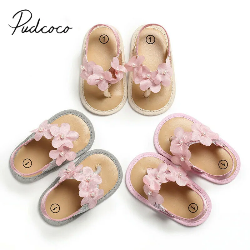 

2019 Baby Summer Shoes Hot Children Girls Flower Sandals Kids Fashion Genuine Leather Sole Crib Shoes Prewalker First Walkers
