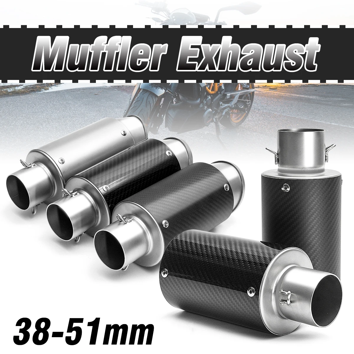

38-51mm Motorcycle Exhaust Pipe Muffler Stainless Steel SC GP Racing Project Exhaust Mufflers Carbon Style for Honda for Yamaha