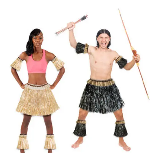 

AU Hawaiian Fancy Dress Hula Grass Skirt Lei Flower Accessories Adult Costume American Clothing