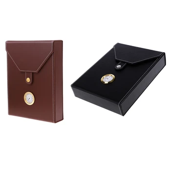 

2 Piece Travel Cigar Box Leather Cedar Humidor Humidifier Storage Cigar Case