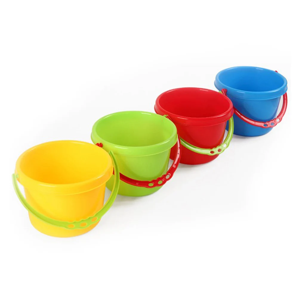 

4pcs Creative Sand Tools Beach Kids Children Playing Water Toys Plastic Beach Pails Buckets for Pools Backyard (Random Color)