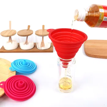 

Protable Mini Silicone Foldable Funnels Collapsible Style Funnel Hopper Kitchen Cooking Tools Accessories Gadgets