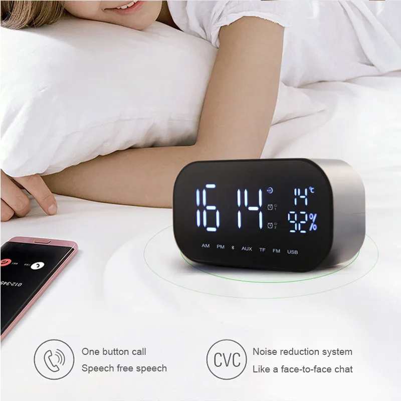 

Portable Wireless Bluetooth Speakers LED Alarms Clock Radio Digital Display Home Car Bass Speaker WXV Sale