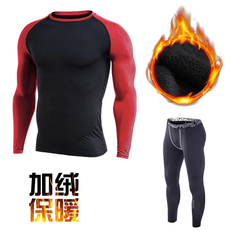 

Winter Warm Compression Running Suits Sport Suits Men Breathable Basketball Training Sportwear Gym Warm Workout Fitness Clothing